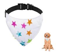 Bandana pour chien avec motif étoiles colorées avec sangle réglable et anneau en D - Bavoir triangulaire pour animal domestique - Accessoires pour chiens, chiots, chats - Lavable en machine