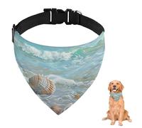 Bandana pour chien avec motif plage tropicale avec coquillages, sangle réglable et anneau en D, bavoir triangle pour chiens, vêtements et accessoires pour chiens, chiots, chats, lavable en machine