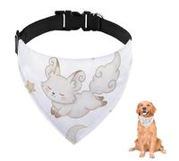 Bandana pour chien avec motif renard blanc et étoiles dorées avec sangle réglable et anneau en D - Bavoir triangulaire pour chat - Vêtements et accessoires pour chiens, chiots et chats - Lavable en