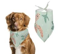Bandana pour chien avec motif tortue bleue imprimé - Bavoirs pour chien en polyester lavable - Bandana triangulaire pour chiens de petite, moyenne et grande taille