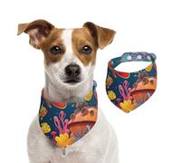 Bandana pour chien avec récif corallien avec poisson coloré - Bandana réglable pour animaux domestiques - Lavable double face - En coton - Triangle - Écharpe pour chien et chat - Accessoires de