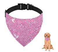 Bandana pour chien avec sangle réglable et anneau en D - Motif oiseau rose - Bandana triangulaire pour chat - Vêtements et accessoires pour chiens, chiots, chats - Lavable en machine