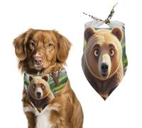 Bandana pour chien Bear Crossing The River - Motif dessin animé - Pour nourrir et toiletter - Bavoirs triangulaires lavables pour animaux domestiques - Écharpe pour chats et chiens