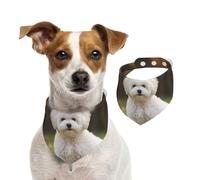 Bandana pour chien bichon frisé - Écharpe réglable pour animaux domestiques - Bandana lavable double face en coton triangulaire pour chiens et chats - Accessoires de costume pour chiot - Taille L