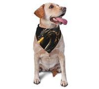 Bandana pour Chien Black and Gold Fire Dragon Print Bavoirs pour Chien Animaux De Compagnie Triangle Dog Scarf Décorer Bavoirs Triangulaires pour Party Dress Up Petit Moyen Grand 30X70Cm
