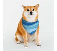 Bandana pour chien bleu à rayures ondulées - Taille M - Réglable - Triangle - Double écharpe réversible - Lavable - Mouchoir quotidien pour chien de taille moyenne et grande - Cadeau