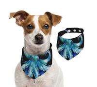 Bandana pour chien bleu aquarelle pieuvre écharpe réglable pour animaux de compagnie bandanas lavables double face pour animaux de compagnie foulard triangle en coton écharpe pour chien chat écharpes