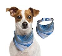 Bandana pour chien - Bleu et blanc - Rose - Réglable - Lavable - Double face - En coton - Triangle - Pour chien et chat - Accessoires de costume pour chiot - Taille M