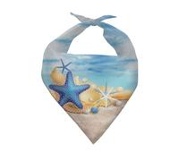 Bandana pour Chien Blue Starfish on Beach Animaux De Compagnie Triangle Dog Scarf Chat Bandana Pets pour Petit Moyen Grand Party Dress Up 30X70Cm