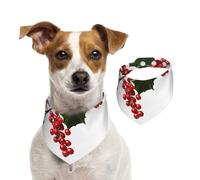 Bandana pour chien - Branches de houx - Réglable - Lavable - Double face - En coton - Triangle - Pour chien et chat - Accessoires de costume pour chiot - Taille L