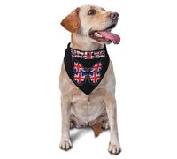 Bandana pour Chien/Chat/Animal de Compagnie, Motif Drapeau du Royaume-Uni et Papillon, 30 x 70 cm (11,8 x 27,5 Pouces). Bavoir Triangulaire Ajustable.
