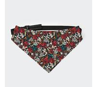 Bandana pour Chien/Chat avec Motif tête de Mort Rose et Boucle Ajustable, Style Triangle, orné d'une Rose et d'un crâne, idéal pour la Fête des Morts.