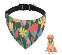 Bandana pour chien coloré à motif floral et insecte avec sangle réglable et anneau en D - Bavoirs triangulaires pour animaux de compagnie - Vêtements et accessoires pour chiens, chiots, chats