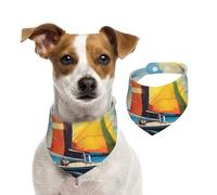 Bandana pour chien coloré à voile bateau pour animal domestique - Bandana réglable pour animaux domestiques - Lavable double face - En coton - Triangle - Écharpe pour chien et chat - Accessoires de