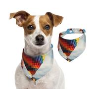 Bandana pour chien coloré en forme de montgolfière - Écharpe réglable pour animaux domestiques - Bandana lavable double face en coton pour animaux de compagnie - Foulards triangulaires en coton pour