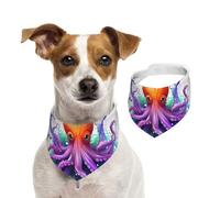 Bandana pour chien coloré en forme de pieuvre - Réglable - Lavable - Double face - En coton - Triangle - Pour chien et chat - Accessoires de costume pour chiot - Taille L