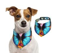 Bandana pour chien coloré papillon et floral - Réglable - Lavable - Double face - En coton - Triangle - Pour chiens et chats - Accessoires de costume pour chiot - Taille S