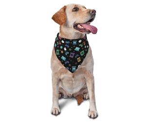 Bandana pour Chien Colorful Game Video Gaming Pattern Black Chat Triangle Dog Scarf Décorer Écharpe Triangulaire pour Party Dress Up Séances Photo