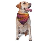 Bandana pour chien de petite et moyenne taille - Accessoire pour photos - Bandana triangulaire réglable et lavable - Motif prairie lavande au coucher du soleil