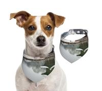 Bandana pour chien en Corée - Écharpe d'hiver réglable pour animaux de compagnie - Bandana lavable double face en coton triangulaire pour chien et chat - Accessoires de costume pour chiot - Taille L