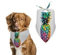 Bandana pour chien en forme d'ananas coloré - Écharpe triangulaire lavable en polyester - Bavoirs mignons pour animaux de compagnie - Bandana pour chiens de taille moyenne et grande - Chiots et chats