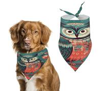 Bandana pour chien en forme de chouette et de fleur - En coton doux - Lavable au quotidien - Durable - Triangle réversible - Convient pour les chiens et chats de petite, moyenne et grande taille