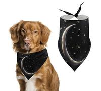 Bandana pour chien en forme de croissant de lune sur fond noir, lavable et réglable, écharpe respirante pour animaux de compagnie de petite, moyenne et grande taille, accessoire tendance mignon pour