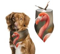 Bandana pour chien en forme de flamant rose - Écharpe triangulaire lavable en polyester - Bandana mignon pour animaux de compagnie - Pour chiens et chats de taille moyenne et grande