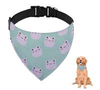 Bandana pour chien en forme de tête de grenouille lilas avec sangle réglable et anneau en D, bandana triangulaire pour chiens, chiots, chats, décoration lavable en machine