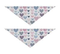 Bandana pour chien en patchwork avec cœurs pastel - Forme unique - Ajustement réglable - Doux - Accessoires mignons pour chiens et chats - Taille M