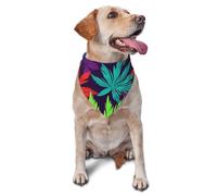 Bandana pour chien et chat avec motif de mauvaises herbes colorées et vives - Accessoire pour photos de chiens de petite et moyenne taille - Bandana triangulaire réglable et lavable