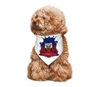 Bandana pour Chien et Chat Motif Lion avec Drapeau d'Haïti, écharpe d'été pour Petits, Moyens et Grands Chiens, Respirant, Doux et Confortable, 30 x 70 cm