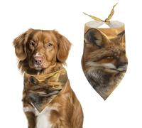 Bandana pour chien Fox in Field - Joli foulard en coton doux lavable au quotidien - Durable - Triangle réversible - Convient pour les chiens et chats de petite, moyenne et grande taille