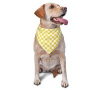 Bandana pour Chien Glitter Yellow White Checkered Chessboard Flag Birthday Party Bandana Pets Décorer Écharpe Triangulaire pour Accessoires Party Dress Up 30X70Cm
