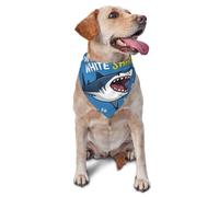 Bandana pour Chien Great White Shark Print Bavoirs Triangulaires Respirant Triangle Dog Scarf Birthday Party Bandana Pets pour Petit Moyen Grand Accessoires 30X70Cm