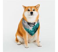 Bandana pour chien gris bleu sarcelle motif fleur papillon taille moyenne réglable triangle bavoir double foulard réversible lavable mouchoir quotidien pour chien de taille moyenne et grande taille