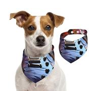 Bandana pour chien - Guitare électrique magique - Écharpe réglable pour animaux de compagnie - Bandana lavable double face en coton triangulaire pour chien et chat - Accessoires de costume pour chiot