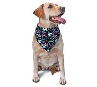 Bandana pour Chien Halloween Neon Ghost Bats Skulls Witch Bandana Pets | Animaux de Compagnie Écharpe Triangulaire respirant Triangle Dog Scarf Pour séances photo