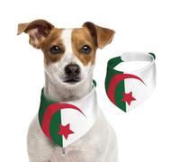 Bandana pour chien imprimé drapeau de l'Algérie - Écharpe réglable en coton pour chien pour les vacances et l'extérieur