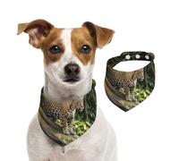 Bandana pour chien Jaguar Chat sur le tronc d'arbre Cascade Écharpe réglable pour animal domestique Bandana lavable double face pour animaux de compagnie Foulard triangle en coton Écharpe pour chien
