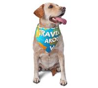 Bandana pour Chien Let's Go Travel Around The World Print Animaux De Compagnie Écharpe Triangulaire Birthday Party Bavoirs pour Chien pour Party Dress Up Petit Moyen Grand 30X70Cm