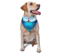 Bandana pour Chien Lighthouse Sea Port Print Écharpe Triangulaire Animaux De Compagnie Bandana Pets Décorer Bavoirs Triangulaires pour Accessoires Party Dress Up 30X70Cm