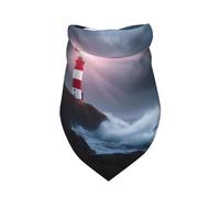 Bandana pour Chien Lighthouse Waves Torrential Rain Printed Animaux De Compagnie Triangle Dog Scarf Chat Bavoirs pour Chien pour Chiens Chats Chiot Accessoires 30X70Cm