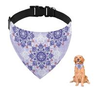 Bandana pour chien mandala vert et violet avec sangle réglable et anneau en D - Bavoirs triangulaires pour chat - Accessoires pour chiots et chats - Lavable en machine