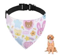 Bandana pour chien mignon avec anneau en D, cœur et cerise, avec sangle réglable, bavoir triangulaire pour chiens, chiots et chats, lavable en machine