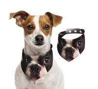 Bandana pour chien mignon Boston Terrier Écharpe réglable pour animaux de compagnie Bandanas lavables double face en coton Triangle Bavoir pour chien Chats Foulards pour chiot Accessoires de costume S