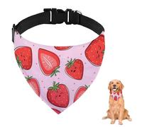 Bandana pour chien mignon rose fraise étoiles avec sangle réglable et anneau en D Bavoir triangle pour animaux de compagnie Vêtements et accessoires pour chiens, chiots et chats Décoration lavable en