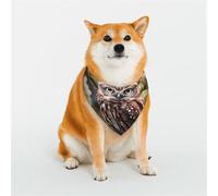 Bandana pour chien - Motif chouette et fleur - Réglable - Pour animaux de compagnie de Noël - Bavoirs triangulaires - Doux et respirant - Bandana pour chiots de petite, moyenne et grande taille