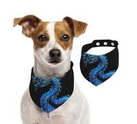 Bandana pour chien motif dragon bleu réglable pour animaux de compagnie, bandanas lavables double face pour animaux de compagnie, foulard triangle en coton pour chien, chats, écharpes pour chiot