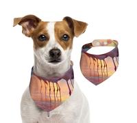 Bandana pour chien motif flamant rose sous le soleil couchant, doux, confortable, réglable pour garçons et filles, trois tailles pour chats et chiens
